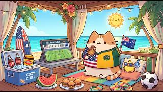 Cozy Beach Hut with Mochi Cat 🐱 Smooth Lofi Jazz for Study & Relax 🌊 to ease your mind