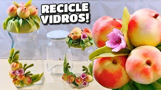 TRANSFORME VIDROS RECICLÁVEIS EM LINDOS POTES DECORATIVOS EM BISCUIT!