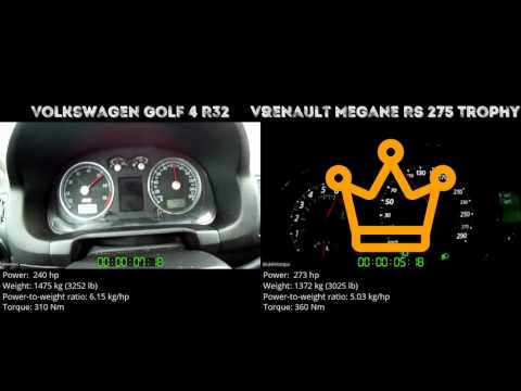 Volkswagen Golf 4 R32 vs Renault Megane RS 275 Trophy // 0-100 km/h
