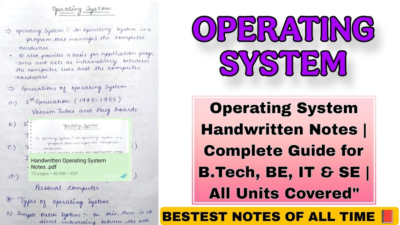 Operating System Handwritten Notes PDF | OS Notes for B.Tech, BCA, MCA, GATE, Interviews |