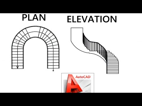 HOW TO MAKE U-SHAPE SPIRAL STAIRS ELEVATION IN AUTOCAD