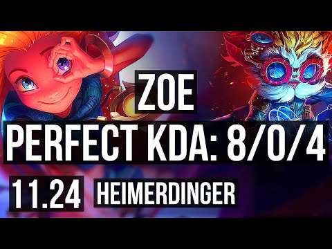 ZOE vs HEIMER (MID) | 8/0/4, 6 solo kills, 1.2M mastery, Legendary | EUW Diamond | 11.24