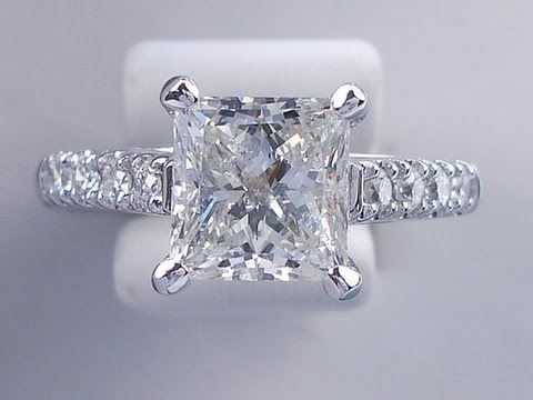 2.50 ctw Princess Cut I SI2 Diamond Engagement Ring - BigDiamondsUSA