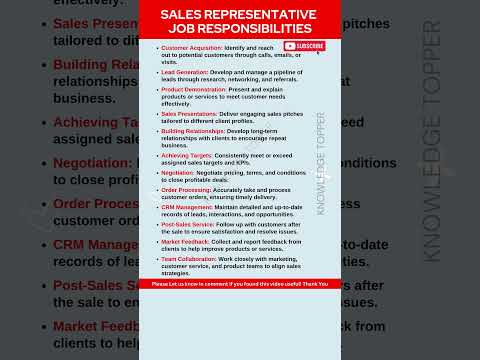 Sales Representative Job Description | Sales Representative Job Responsibilities