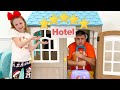 Nastya Pretends to Play with dad in the Hotel