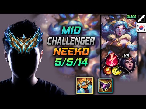 Challenger Mid Neeko Build Hextech Rocketbelt Electrocute - Neeko Mid vs LeBlanc - LOL KR 12.22