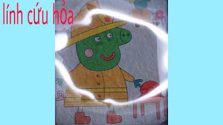 Tô màu hoạt hình peppa lính cứu hỏa, âm thanh của heo peppa hài hước