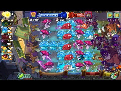 PvZ 2 Survival Challenge - Combo Ice Shroom, NightCap, Cran Jelly Vs All Zombies