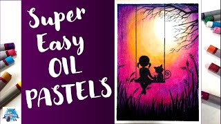 Oil Pastel for Beginners | Easy Oil Pastel Drawing | Blending Oil pastels #easyoilpastels