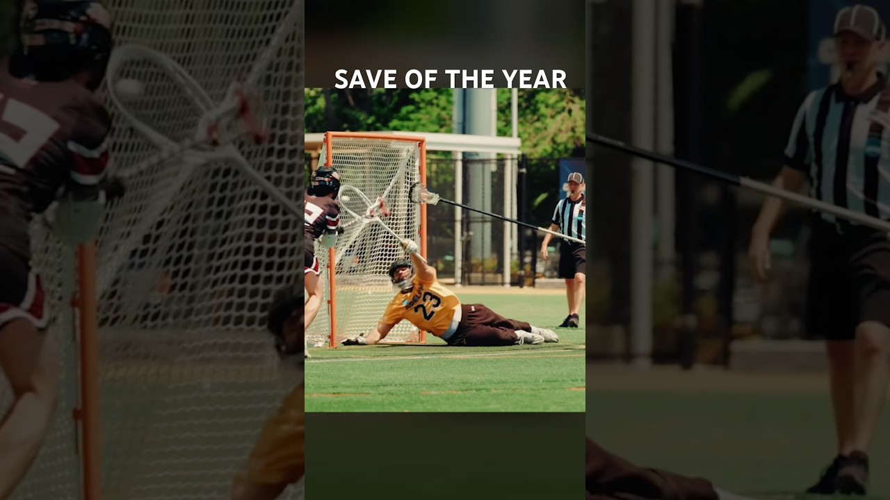 Video thumbnail for Christian Tomei made this incredible save in the D2 Semifinals 🧱🤯 (via Adelphi Lacrosse)