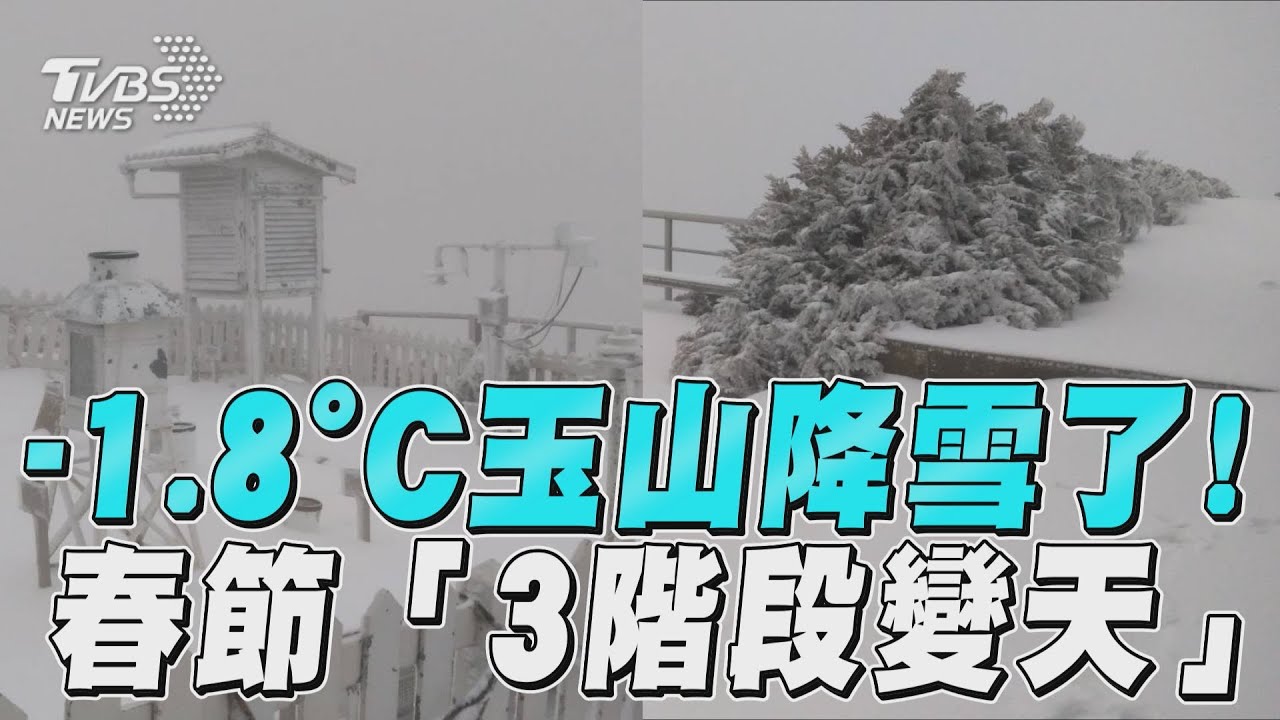 影音/冷氣團發威-1.8度玉山降雪了! 春節「3階段變天」這天最冷