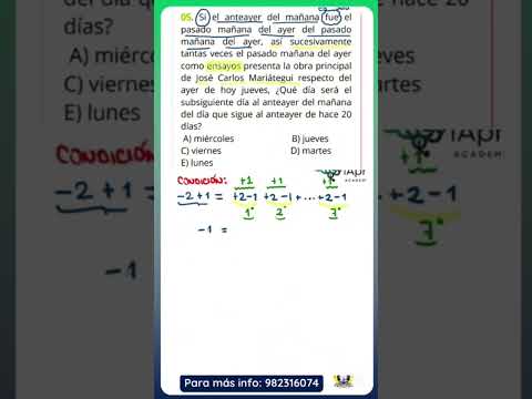 Ejercicio de Razonamiento Matemático – Días de la semana (Nivel UNAAT)...