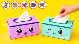 DIY Easy Origami Tissue Box | No Glue, No Scissors |Cute Organizer |Paper Craft |School Project
