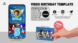 SONIC VIDEO BIRTHDAY INVITATION TEMPLATE ON CANVA #birthdayinvitations #sonicthehedgehog #sonic