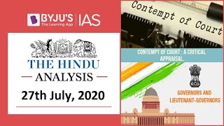 The Hindu Analysis for 27th July 2020 (Current Aff