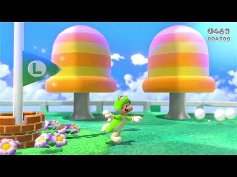 Super Mario 3D World (Switch) 1-1 speedrun in 37 sec.
