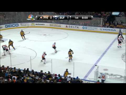 Blocker save by Jhonas Enroth vs. Flyers, Jan 14 2014
