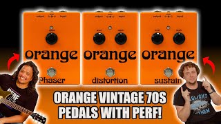 Video thumbnail for NEW Orange Vintage Distortion, Sustain and Phaser Pedals with Perfecto de Castro at #42GSFour! by Rich. Words. Music.