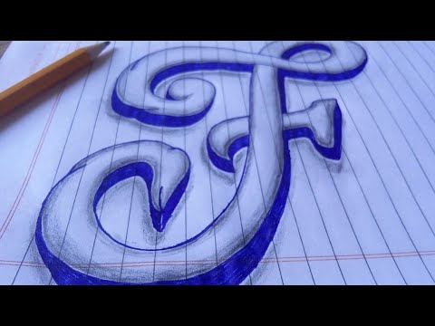 Very Easy!! How To Drawing 3D Floating Letter "F" #2 - Anamorphic Illusion - 3D Trick Art on paper