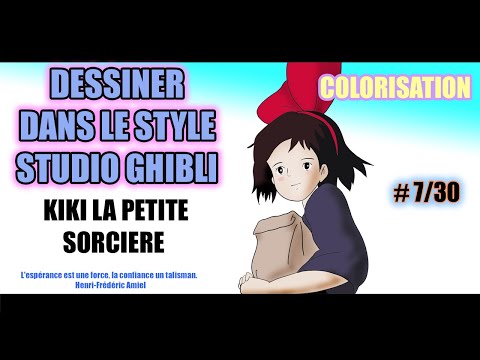 COMMENT DESSINER KIKI LA PETITE SORCIERE - COLORISATION PHOTOSHOP - GHIBLI - CHALLENGE 30 VIDEOS