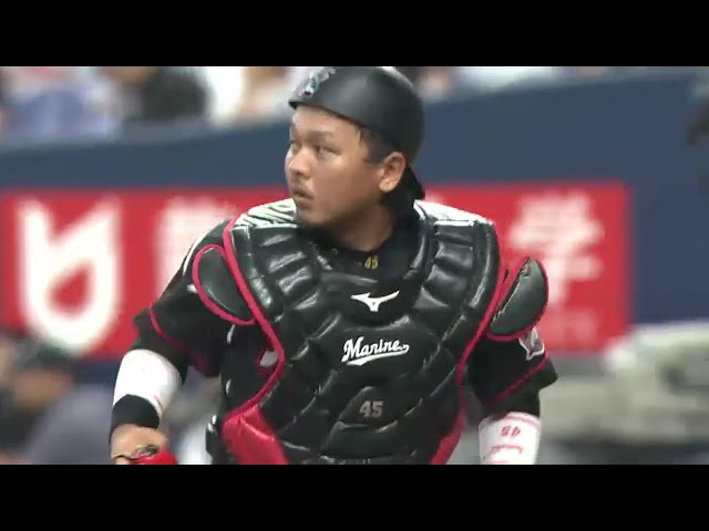 【8回裏】一瞬の隙が命取り マリーンズ・田村 素早すぎる送球でけん制タッチアウト!! 2016/9/11 Bs-M