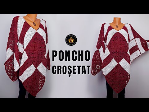 Cum crosetam poncho Crina - Poncho din patrate