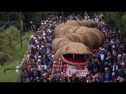 Riesige Bambusschlange zieht durch japanisches Dorf
