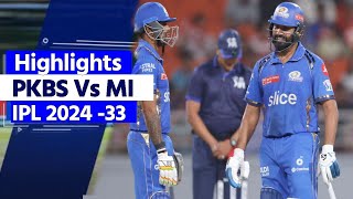 PKBS vs MI IPL 2024 33 Match Highlights: Punjab Kings vs Mumbai Indians IPL Full Match Highlights