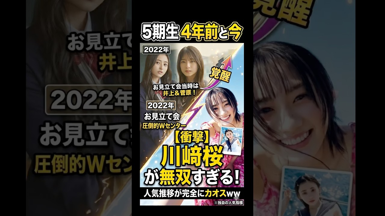 乃木坂5期生の「4年前」と「今」人気順が違いすぎて震える… #乃木坂46 #池田瑛紗 #川﨑桜