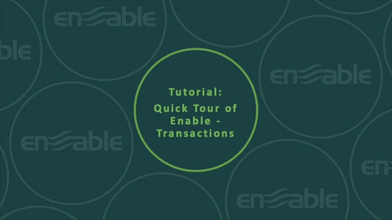 Enable Tutorial 3  - Transactions