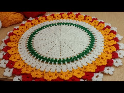 crochet flower table runner tutorial | crochet flower thalposh design 🌹🌹@CrochetWithSamina9481