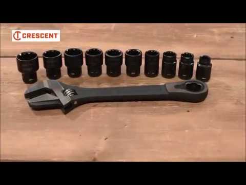 Crescent Adjustable Adaptable Wrench & Spline Pass Thru Socket Set CRECPTAW8