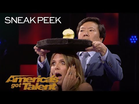 LEAK Aaron Crow Dangerously Shoots Apple Off Heidi Klum's Head   America's Got Talent 2018