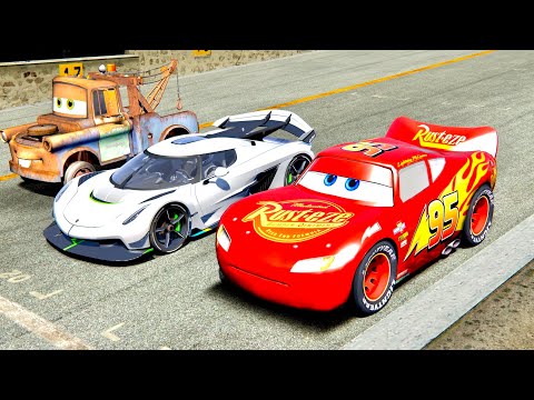 Koenigsegg Jesko vs Lightning McQueen vs Mater - Oval Race EPIC