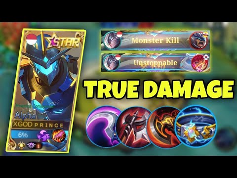 BUILD ALPHA TRUE DAMAGE - HACK DAMAGE ONE SHOT DELETE - BEST HERO SOLO RANK SEASON 24 - ALPHA BUFFED