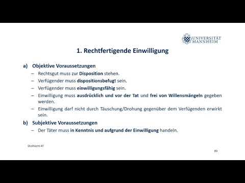 Strafrecht AT Teil 10 (rechtfertigende Einwilligung)