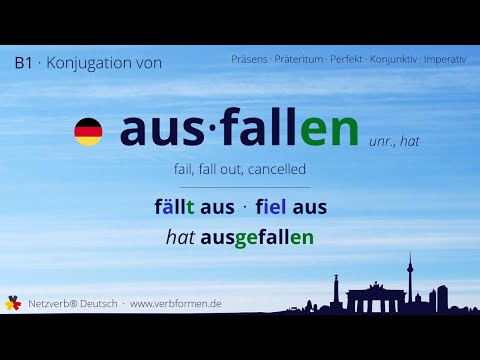 Konjugation des Verb „ausfallen“ (hat) - alle Zeitformen lernen, Übersetzung, Tutorial