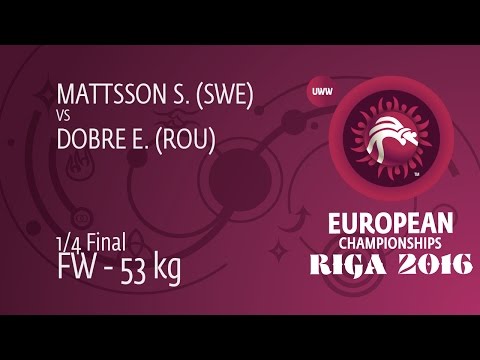 1/4 FW - 53 kg: S. MATTSSON (SWE) df. E. DOBRE (ROU) by FALL, 2-0
