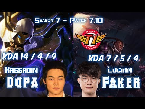 Dopa KASSADIN vs Faker LUCIAN Mid - Patch 7.10 KR Ranked