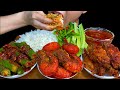 MUKBANG EATING||SPICY CHICKEN WINGS CURRY, SPICY PRAWN CURRY, SPICY LADY FINGER CURRY