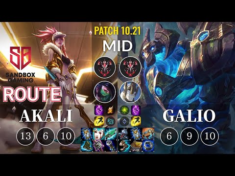 SB Route Akali vs Galio Mid - KR Patch 10.21