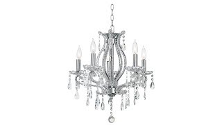 Clear Crystal and Chrome Five Light Chandelier