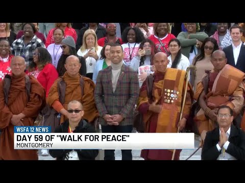 Buddhist Monks arrive in Montgomery during 'Walk for Peace'