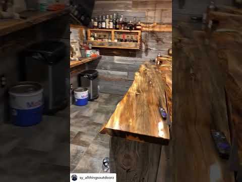 Check out this epoxy bar top 😍 #mancave #mancaveideas #homebar #garagebar