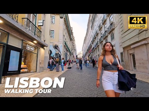Passeio a Pé Lisboa 2023 - Martim Moniz até Miradouro de São Pedro de Alcântara [4K UHD]