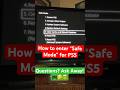 How To Enter Safe Mode For PS5 HowTo PS5 Shorts PlayStation PlayStation5
