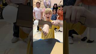 Cardboard knife stuck in my arm！#funny