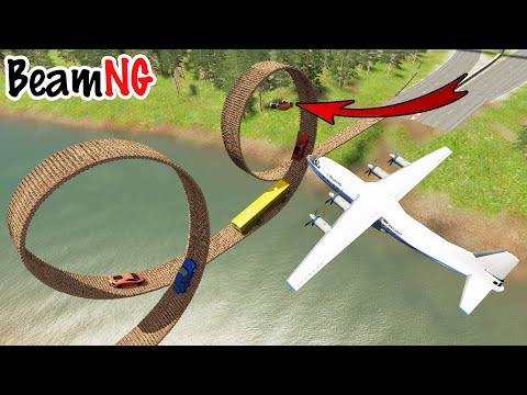 Cars and Plane vs Crazy Log Bridge - BeamNG Drive