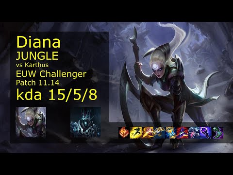 Diana vs Karthus Jungle - EUW Challenger 15/5/8 Patch 11.14 Gameplay