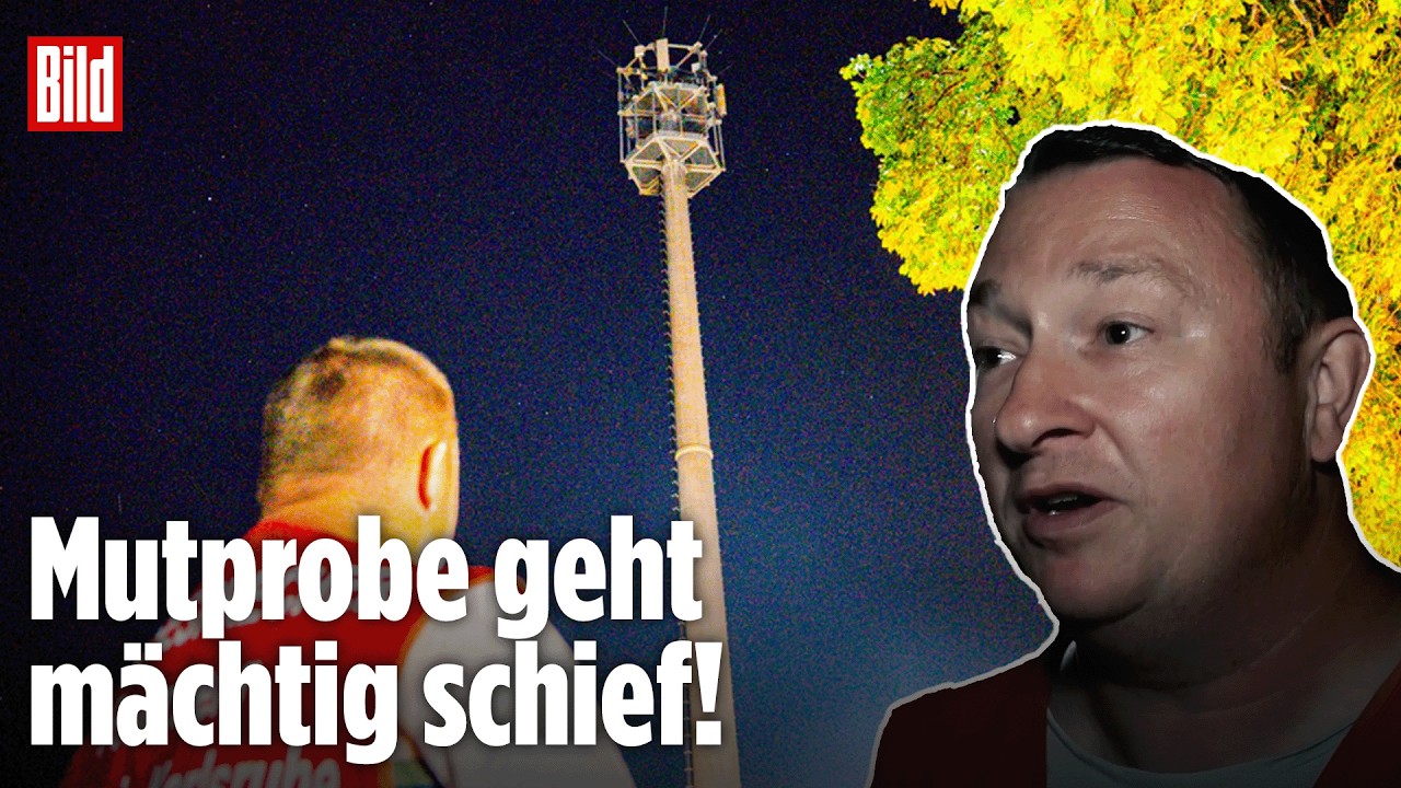 KARLSRUHE: Männer sitzen in 40 Metern Höhe auf Funkmast fest